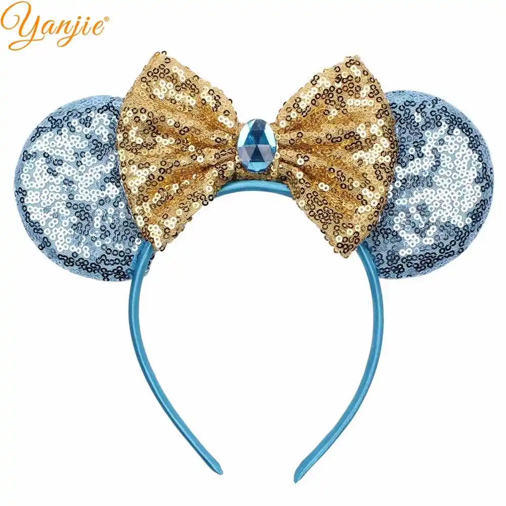 Minnie Mouse Ears Hairband Festival Princess Sequin Hair Bows Diy