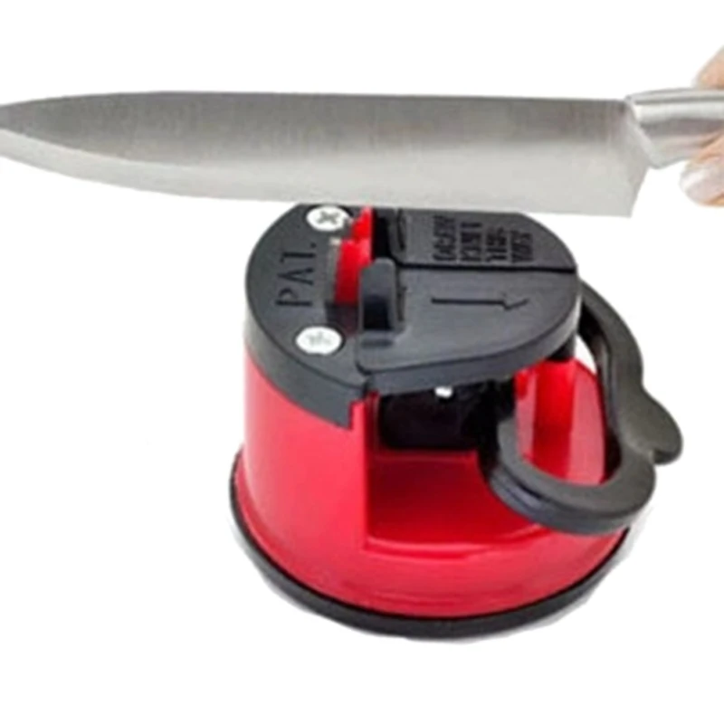 

Protable Safe Household Sharpener Unique Knife Sharpener Suction Cup Safe And Convenient Kitchen Sharpener Knife Red