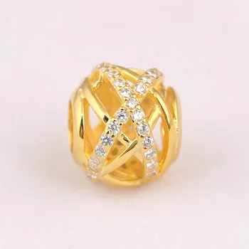 

Original Openwork Gold Color Galaxy With Crystal Beads Fit 925 Sterling Silver Bead Charm Bracelet Bangle DIY Jewelry