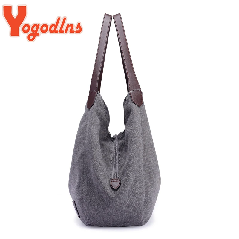 Yogodlns Vintage Canvas Handbag Women Large Capacity Shoulder Bag Casual Handle Bag New Fashion Hot Lady Shopping Handbag bolso