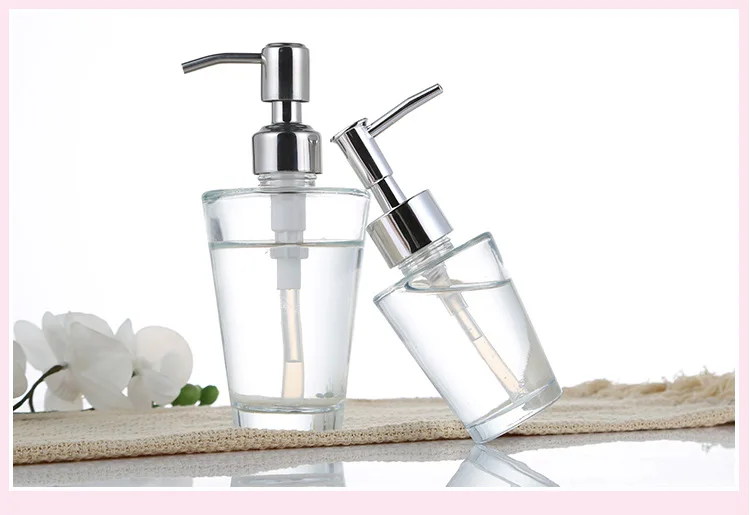 Clear Glass Soap Dispenser with Soap Pump Gold Hand Liquid Soap Saver Hand Sanitizer Holder Glass Lotion Dispenser
