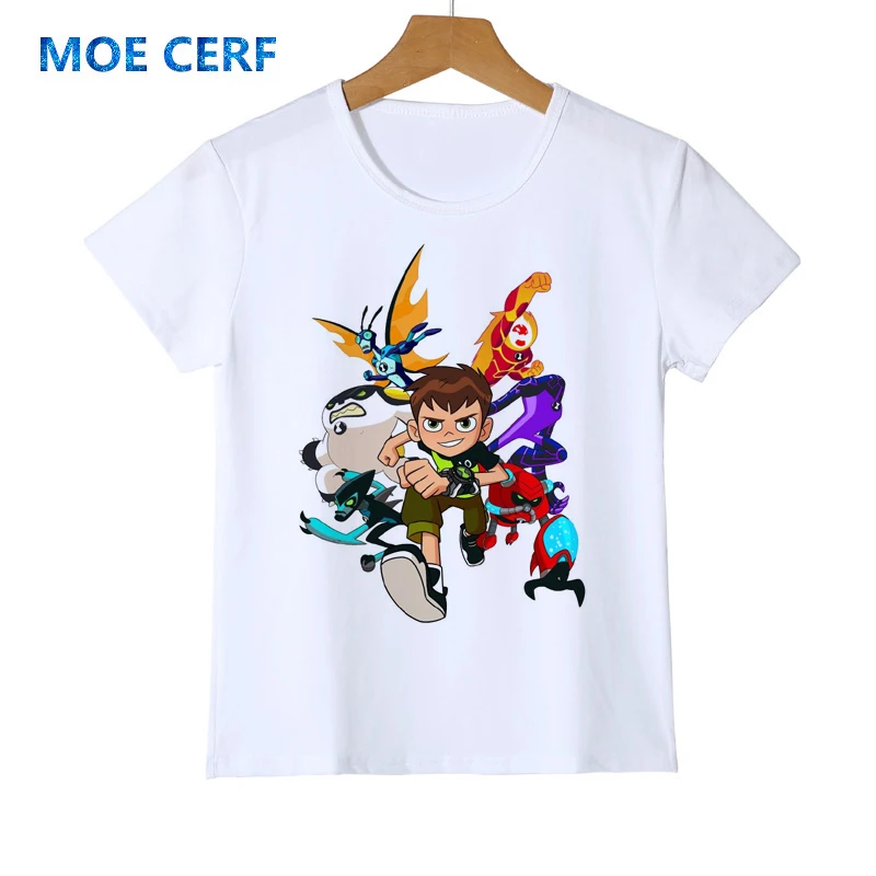 Крутая футболка детская модная футболка детские летние топы для маленьких мальчиков и девочек, дизайнерские футболки с 3D принтом Ben 10, Y21-1 - Цвет: 1