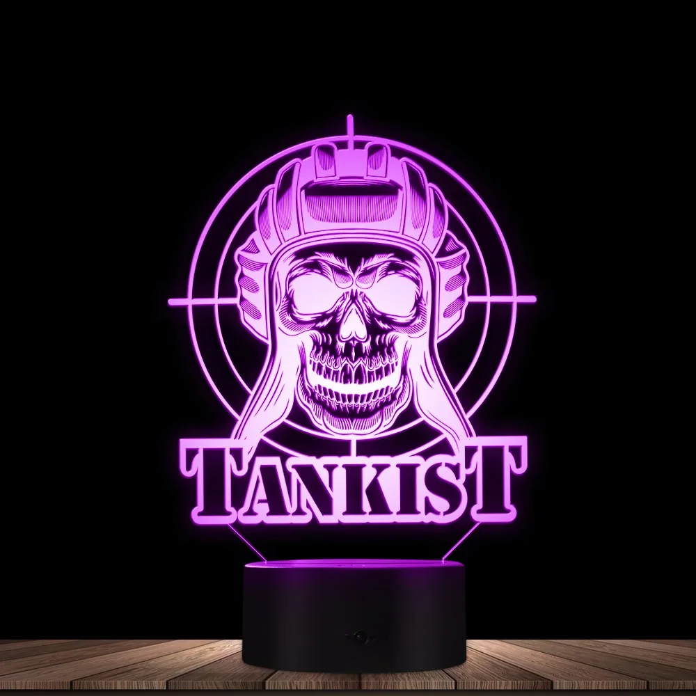 

Tankist Punk 3D Visual Desk Lamp Retro Skull Tank Warrior Illuminated Acrylic Board Display Lamp Room Unique Decorative Lighting