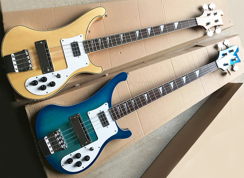 4 Strings Two Colors Neck thru body Electric Bass Guitar with White