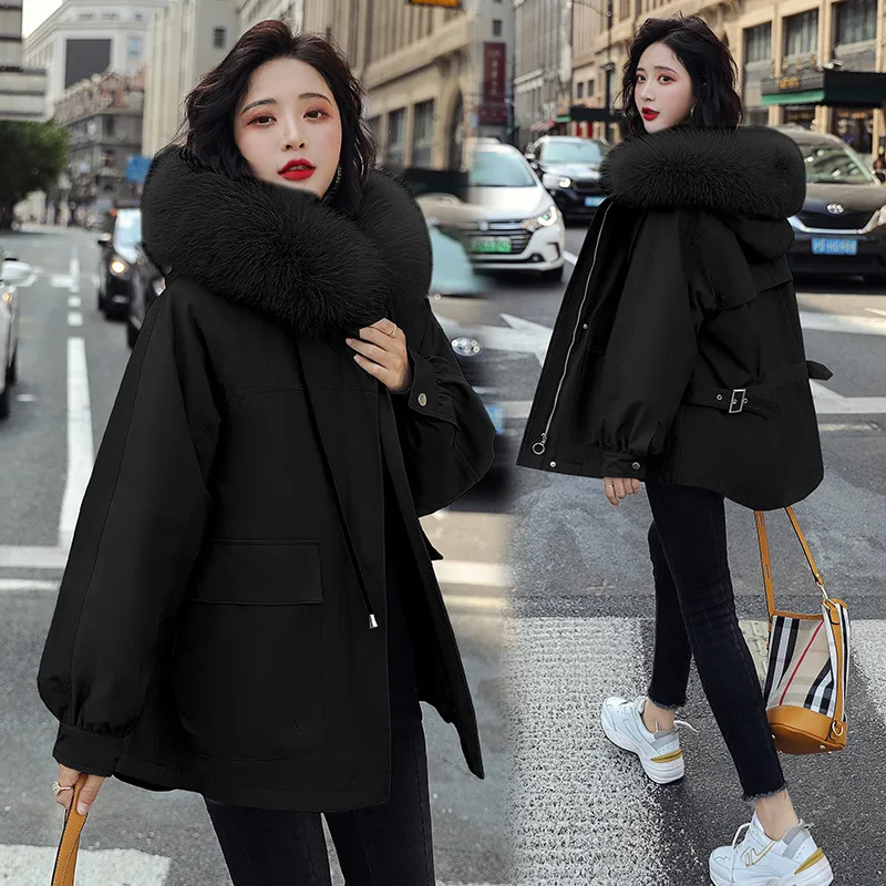 

2019 Winter Cotton-padded Clothes/Cotton Coat Long Sleeve Short Thick Trend of Fashion