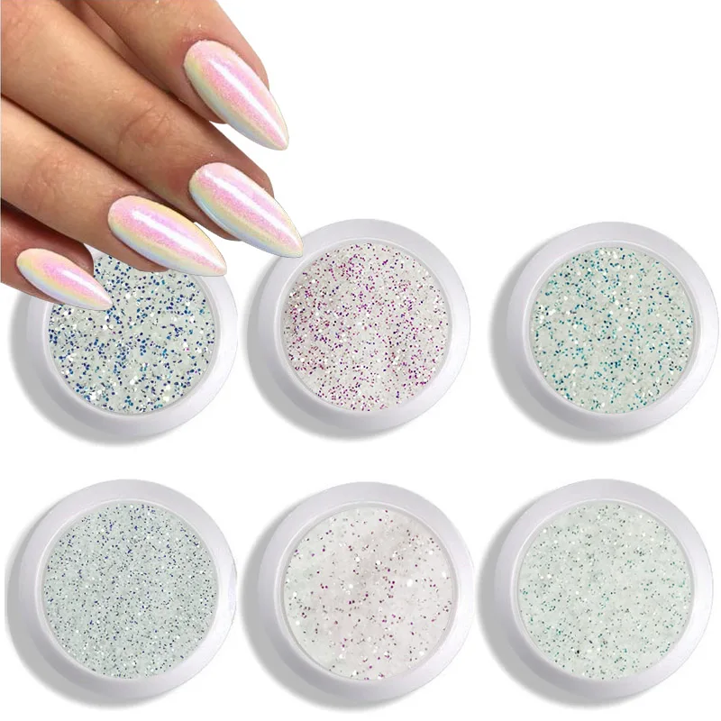 6 Коробки/комплект Аврора гель для ногтей Русалка Единорог блестками 3D Nail Art хром