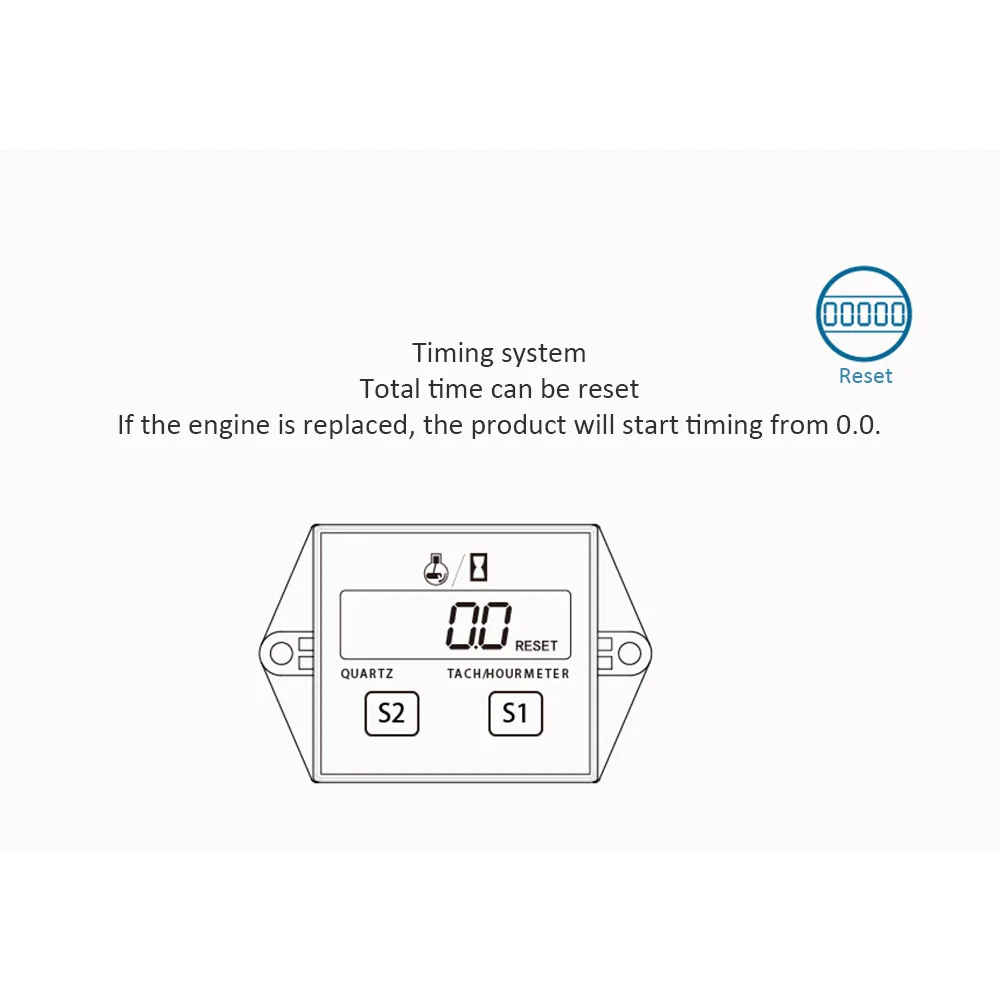 Цифровой счетчик часов тахометра двигателя Тахометр двигателя RPM ЖК-дисплей для мотора мотоцикла такта двигателя для машины, лодки, мотоцикла