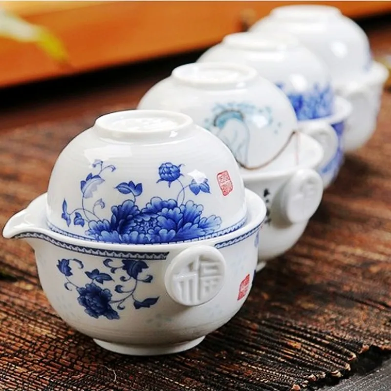 Tea set Include 1 Pot Cup High quality elegant gaiwan Beautiful and easy teapot kettle teacup Travel free shipping | Дом и сад