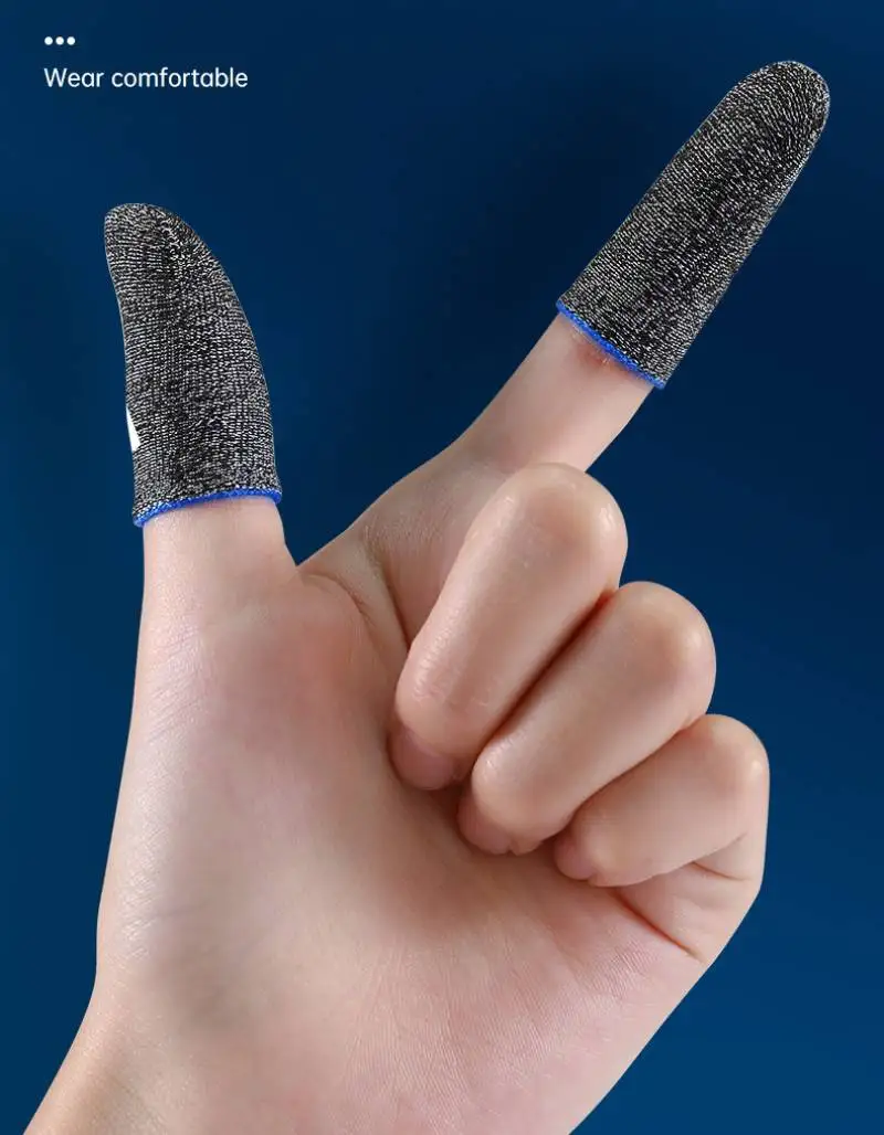 1Pair Carbon Fiber Finger Sleeve Fingertips Games Press Screen Finger Sleeves for Gaming Phone Accessories