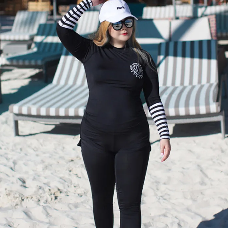 

Korean-style Split Type Four-piece Set Swimsuit Women's Plus-sized Long Sleeve Sun Blocking Swimwear Snorkeling Suit Trousers Fa