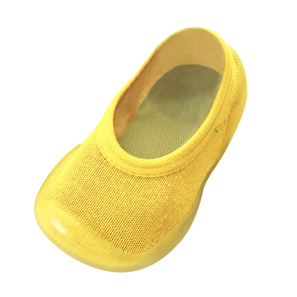 Носки для маленьких мальчиков и девочек Нескользящие носки-тапочки детские носки с мягкой резиновой подошвой для малышей Детские носки с резиновой подошвой - Цвет: Yellow