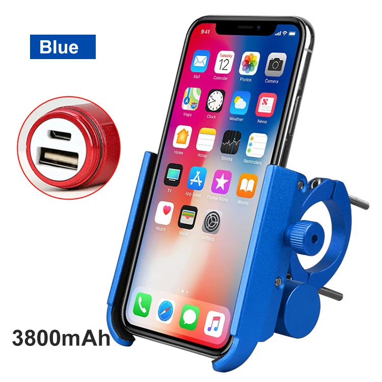 A Blue 3800mAh PCycling велосипедный держатель для телефона с зарядным устройством 2 в 1 плоскогубцы для 6,5 дюймов мобильного телефона с поворотом на 360 ° - Цвет: A Blue 3800mAh