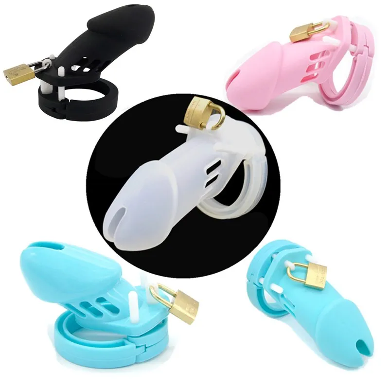 Online CB6000 CB6000S Soft Silicone Male Chastity Cage Cock Cage Chastity Device Sex Toys with 5 Cock Ring Penis Sleeve for Men G136 7
