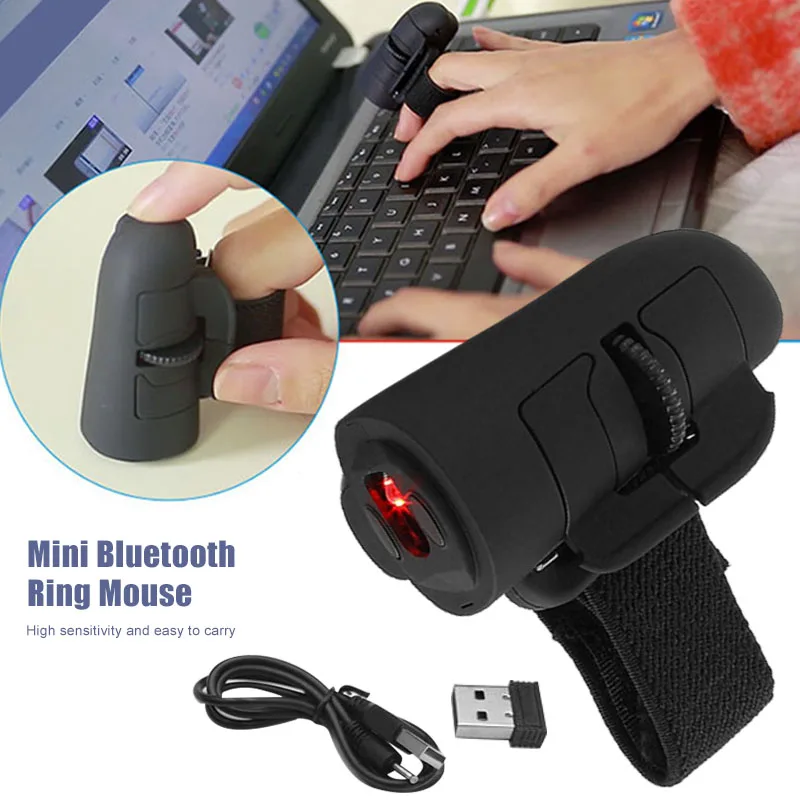 

Mini Finger Mouse Wireless Communication USB Optical Ring Mice for Laptop PC AS99
