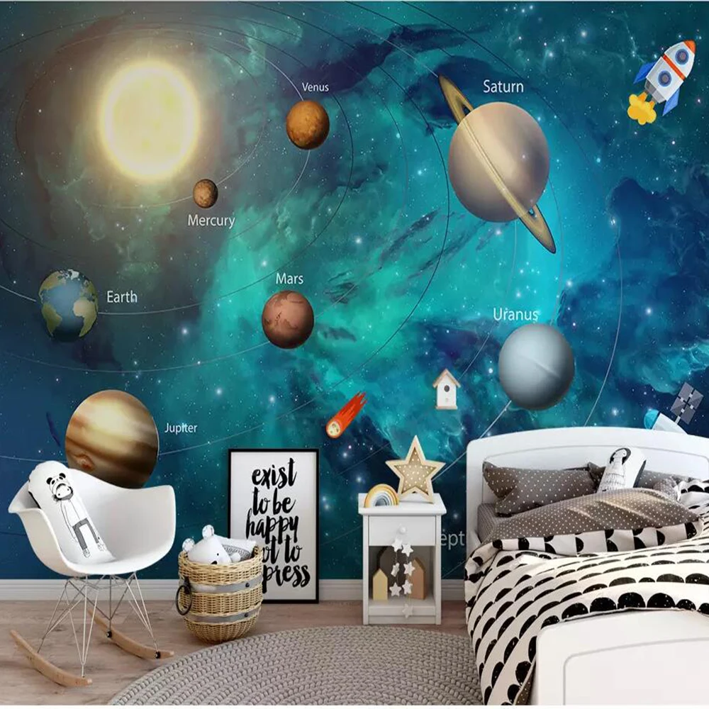 

Dropship Custom 3D Photo Wallpaper Space Universe Children's Room Background Wall Painting Decorative Wallpaper Mural