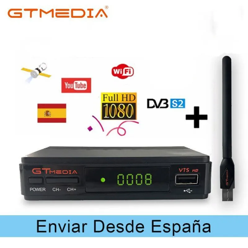 Горячая Распродажа спутниковый телевизионный ресивер Gtmedia V7S hd-рецептор Испания