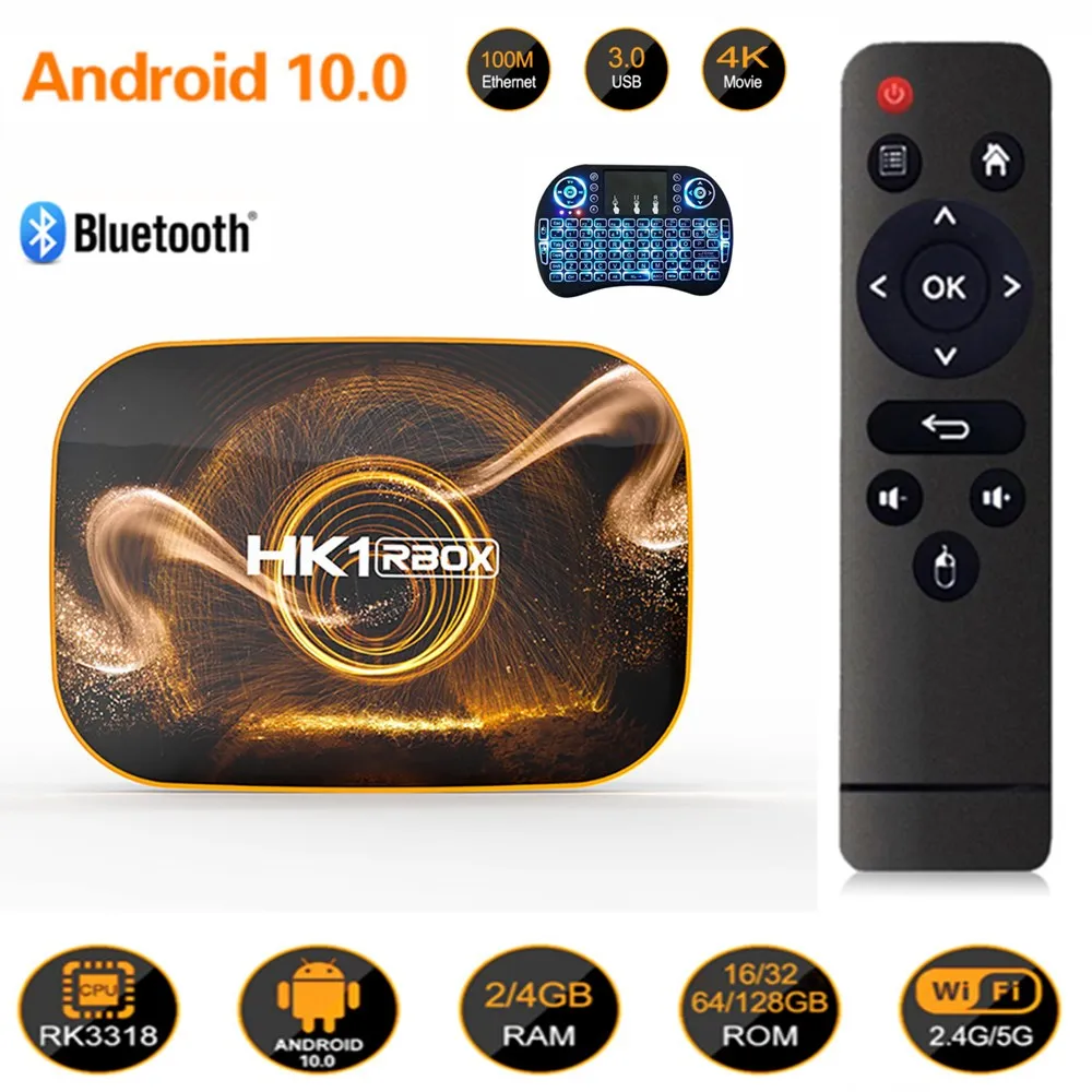

2020 TV Box Android 10.0 HD 4K HDMI 2.0 2.4G/5G Wifi Android 10 4GB 32GB 64GB 128GB Media Player HK1 RBOX Smart Set Top Box
