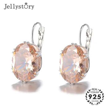 Jellystory Silver 925 Earrings Jewelry with Multicolor Oval Shape Sapphire Drop Earrings for Women Wedding Party Gifts Wholesale