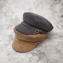 Женская Вельветовая шапка, Осень-зима, британский стиль, военный газетчик, кепка, регулируемая, высокое качество, для отдыха, берет, Вельветовая шапка, NZ116
