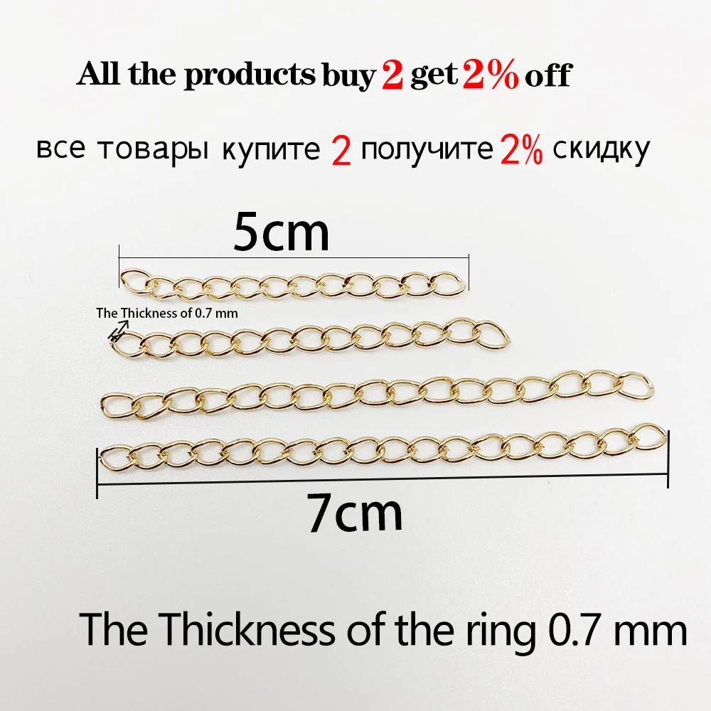 50pcs Stainless Steel 5cm Welded Extension Chain Gold Necklace Extender  Tail Chains for DIY Jewelry Making