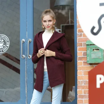 

Autumn and Winter Women Thick Cardigan Long Knitting Sweater Solid Slim Fit Long Sleeve Knitwear Cesium