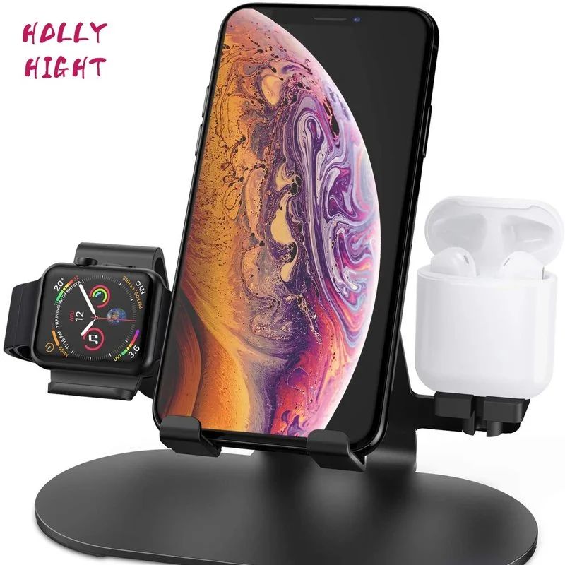 Зарядная подставка 3 в 1 для iWatch Apple Watch Series 5 4 2 AirPods Type-C USB беспроводное зарядное