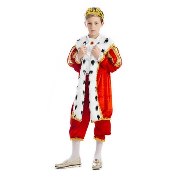 

Carnival costume "King", velvet, shirt, trousers, mantle, crown, size M, height 134 cm