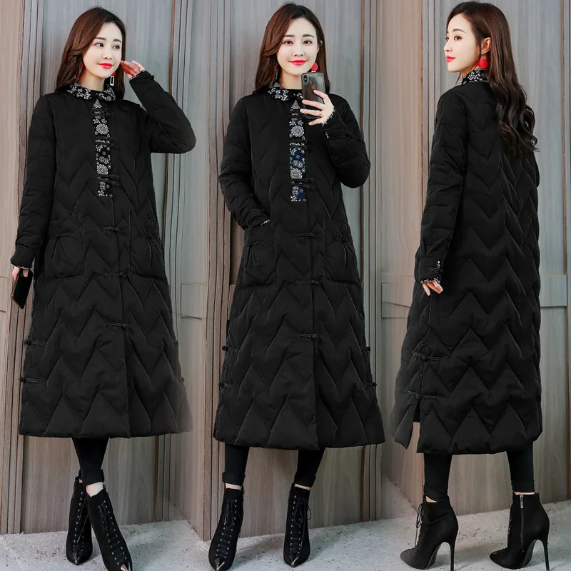 

2019 Winter Trend Simple Hooded Slim Fit Slimming Versatile Long Sleeve Mid-length Zipper Cotton-padded Clothes QJS1865