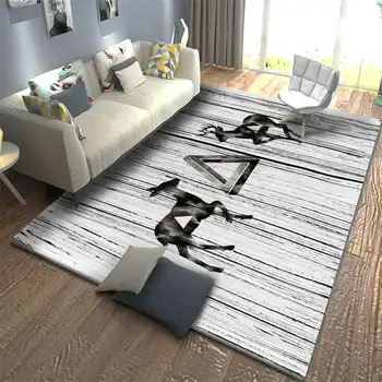

Nordic Style Fashion Area Rugs Wood Deer Pattern Bedroom Mat Anti-slip Sofa Floor Rug Soft Flannel Living Room Carpet
