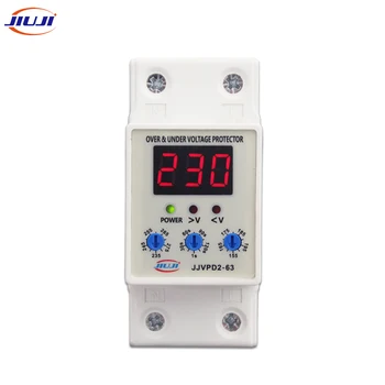 

40A 63A 220V Adjustable Automatic Reconnect Over Voltage and Under Voltage Protection Device Relay Protector with Voltmeter