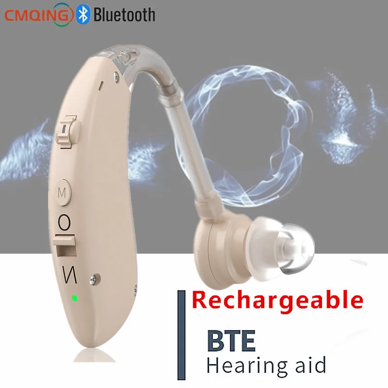 BTE Adjustable Bluetooth Hearing Aid Audiphone Sound Amplifier Deaf Old Man Elderly Listen Music Calls Watching TV Chat