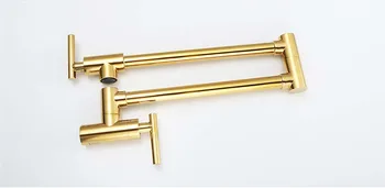 

Free ship Gold Wall Mounted Brass single cold Water Pot Filler faucet tap Double Joint Spout Wall Mounted Kitchen Faucet