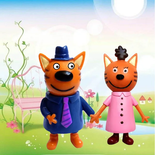 5 Pcs Russian Anime Kitten Doll Cartoon Toys Russian Cat Statue Children Christmas Toys Plastic 5