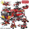 HUIQIBAO 806pcs Fire Fighting 8in1 Trucks Car Helicopter Boat Building Blocks City Firefighter Figures Man Bricks Children Toys ► Photo 3/6