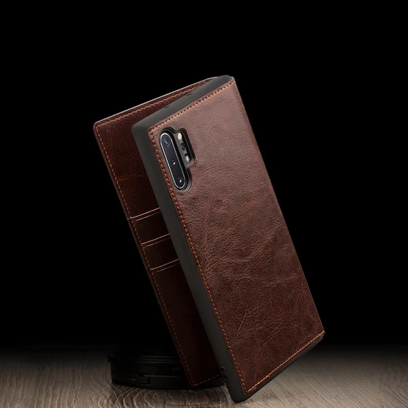 Najtaniej Portfel w stylu retro gniazdo karty etui do Samsung Note 10 Plus przypadku wysokiej klasy prawdziwej skóry pokrywa dla Samsung Galaxy Note 10 plus 5G Capa