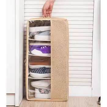 

60 * 30.5 * 14 cm Home Storage Shoe Box Non-woven Fabrics Long Boots Storage Box Foldable Thick Transparent Window Storage Box