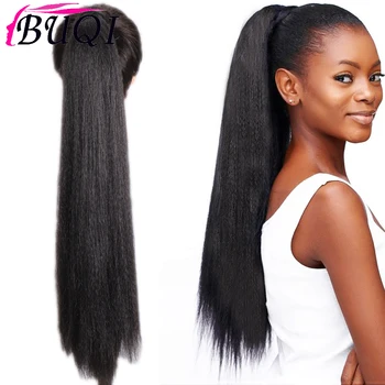

BUQI Black Synthetic Hair Extension Fiber Heat-Resistant kinky Straight synthetic Hair Ponytail Extended For Black Women