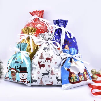 

Large Drawstring Christmas Gift Bag Party Candy Bags Cookie Wrapping Pouch Bags for Packaging
