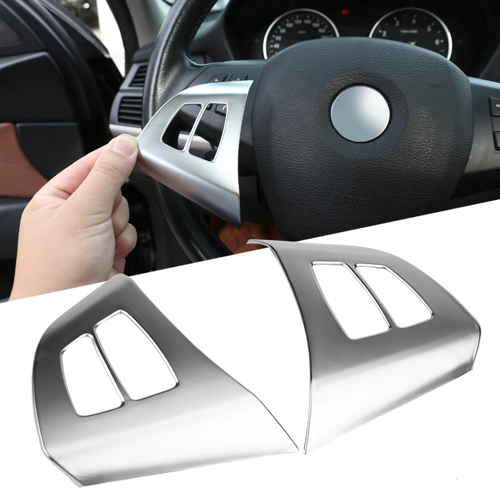 

2PCS Steering Wheel Chrome Insert Trim Cover Badge For BMW X5 E70 2008-2013 New