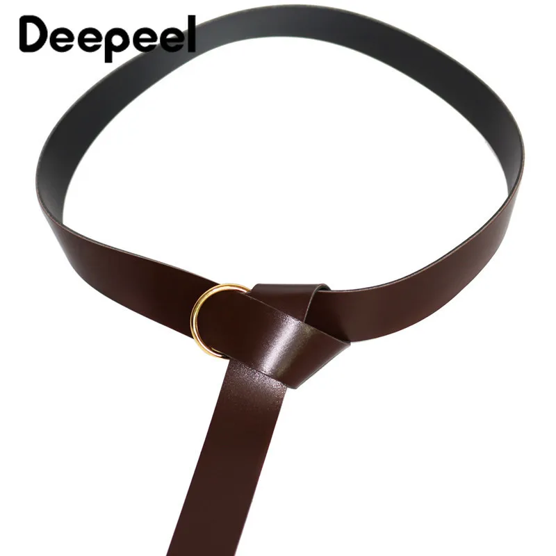 Deepeel 1 шт. 3,8 см* 183 см Женский PU ретро досуг широкий пояс-ремень металлическая круглая пряжка черный завязанный ремень аксессуары для одежды YK771