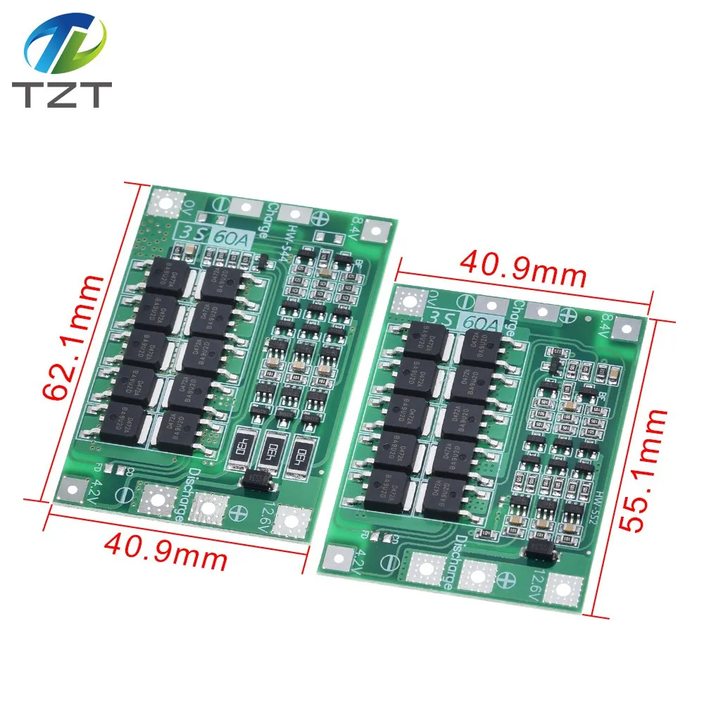 Защитная плата 3S/4S 40A/60A 18650 BMS, для зарядки литий-ионных ...