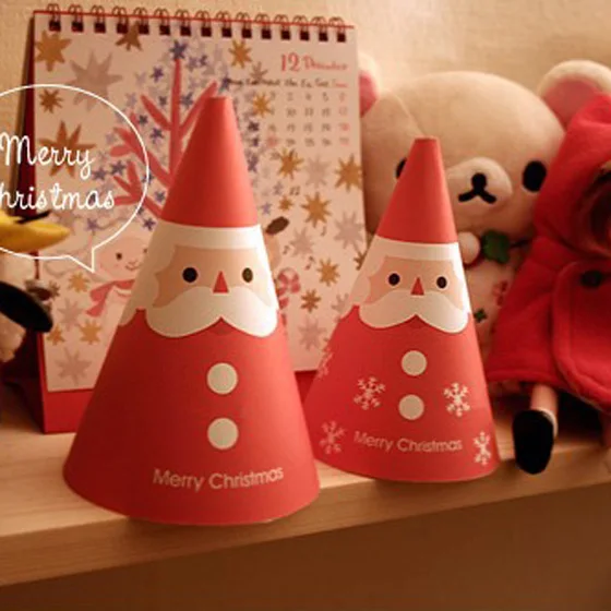 2pack (8pcs) Cute Santa Claus Paper Card DIY Merry Christmas Greeting with Plastic Bag Party Gift Packing | Дом и сад