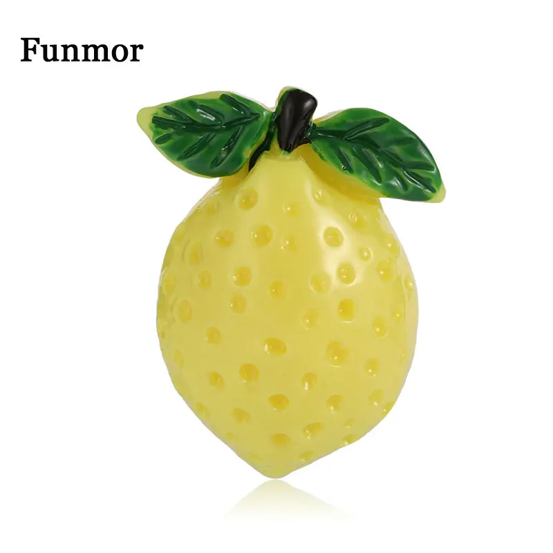 Funmor изысканные брошь в виде лимона пластиковые эмалированные фруктовые штифты