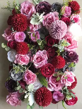 

TONGFENG PINK 10pcs/lot Flower runner wedding decoration Artificial silk rose peony 3D flower wall wedding backdrop decoration