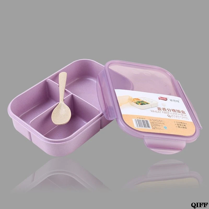 Пшеничная соломенная коробка для обеда с ложкой Bento box креативный квадратный чехол для конфет посуда