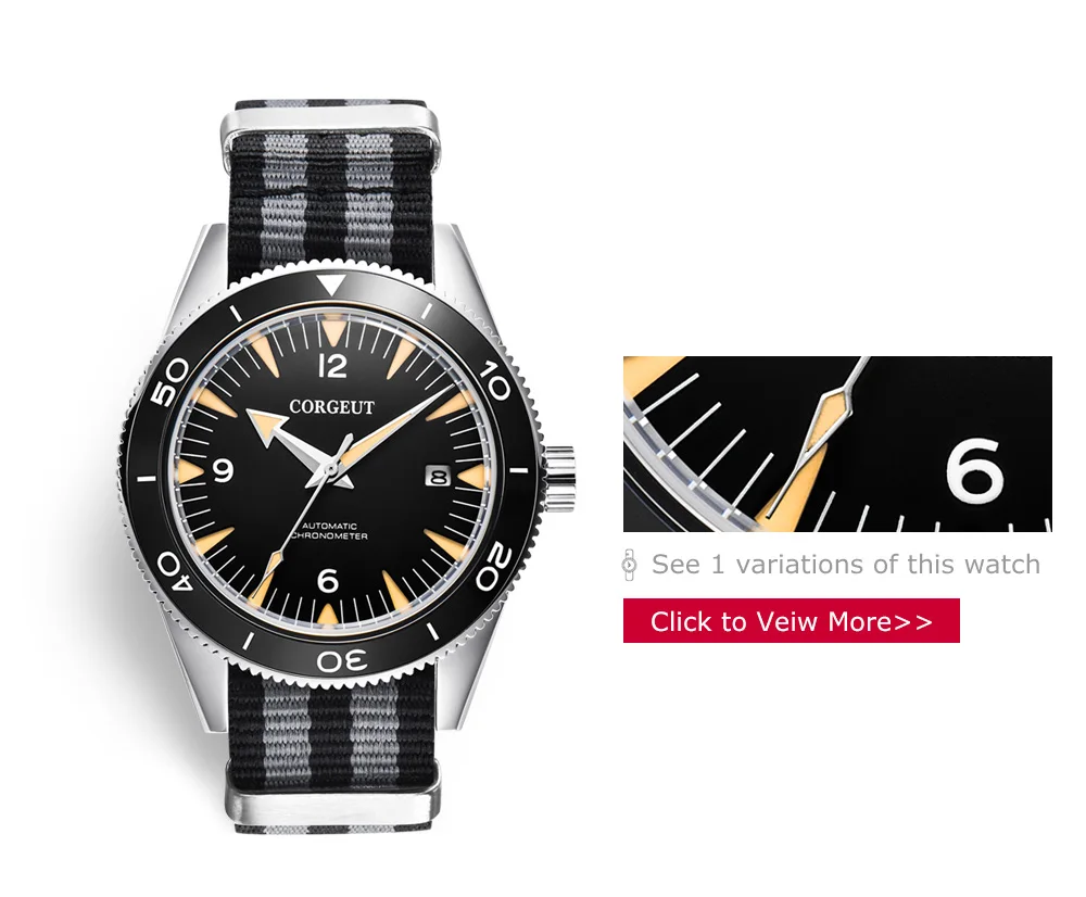 Corgeut 41 мм автоматические механические часы мужские роскошные брендовые военные 007 часы нейлоновый ремешок светящиеся водонепроницаемые мужские наручные часы