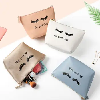 

Girls Cosmetic Bag Lovely Eyelash Patterns Makeup Toiletries Organizer Home Trip