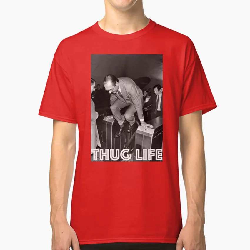 Красный Футболка THUG LIFE(Chirac) Французский fran? ais Франция chirac jacques president republique elysee matignon Prime ministre - Цвет: Красный