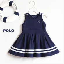 Стиль; тренд [Детская одежда]; платье-майка в морском стиле для маленьких девочек; хлопковый костюм-поло; BB