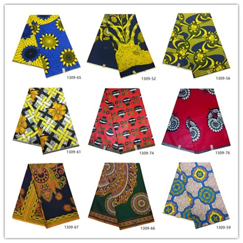 Высокое качество хлопок ткань Анкара Африканский настоящий воск ткань настоящий Африканский Вощеная Ткань 6 ярдов/шт для свадьбы 1309